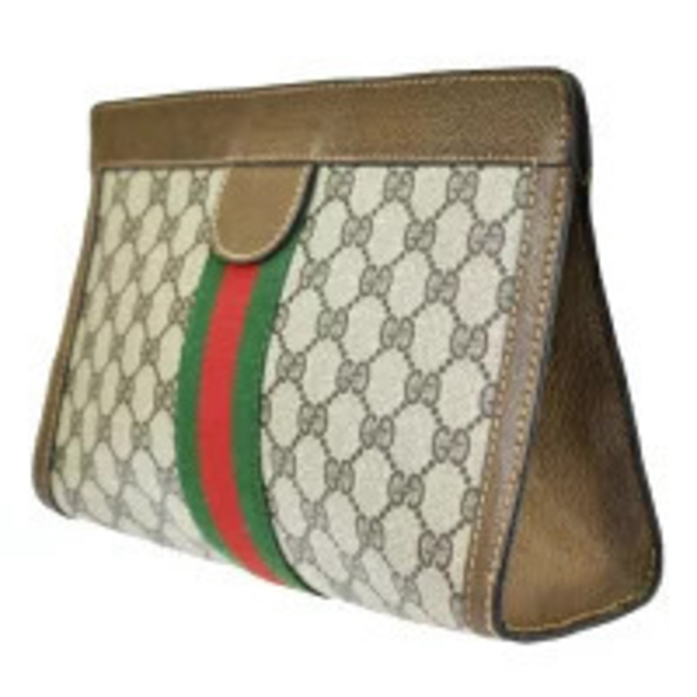Gucci Clutch Green GG Red Leather Clutch Pouch Sherry Brown Bag Red Brown